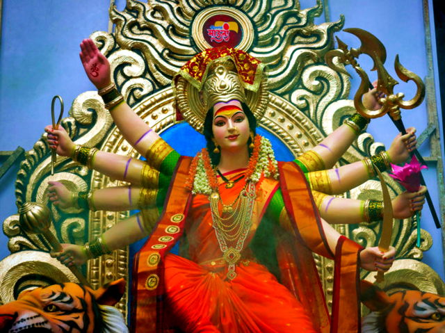 The idol of Maa Durga during Navratri