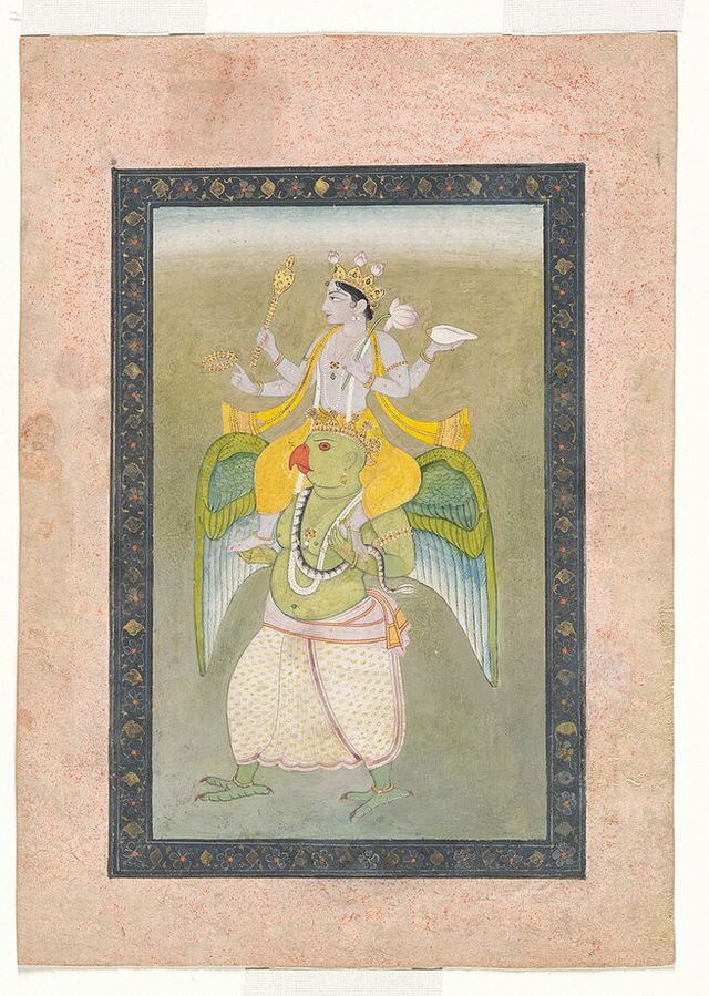 Painting of Vishnu upon his mount Garuda, venerated during this occasion