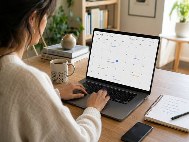 Woman working on a calendar
