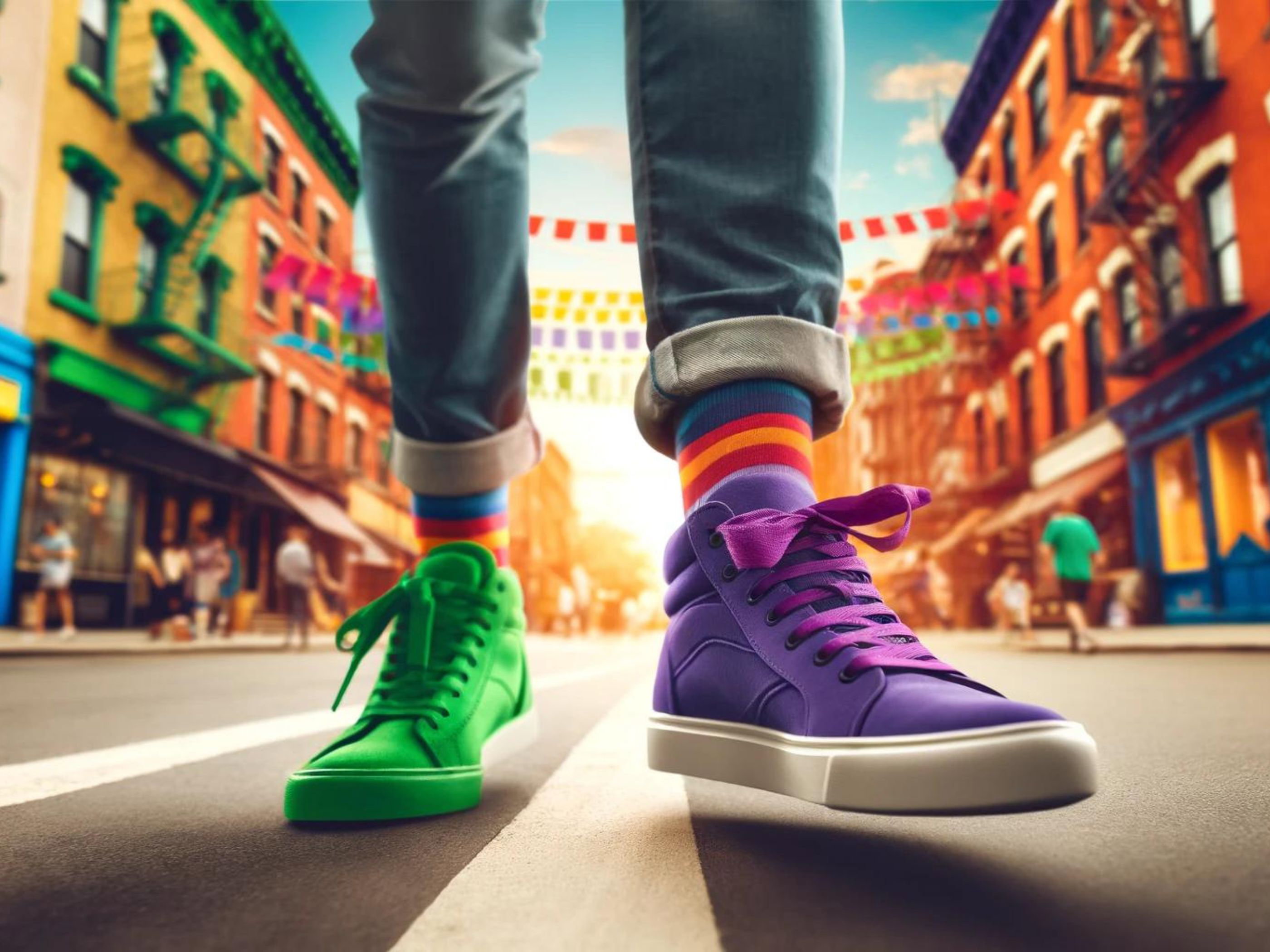 THIS ALSO CAN BE WOMEN SHOE WEAR!! multiple pairs and colors soon to arrive ⛸️ Mismatched Shoes Trend - How to Wear Two Different Color  main image 2