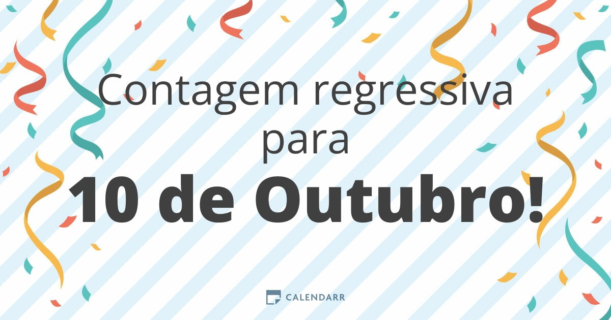 10 de Out, 2021 Calendário com Feriados e Cont. Regressiva - BRA