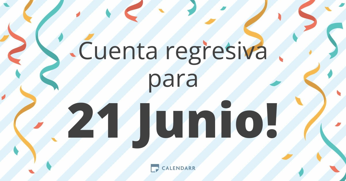 Cuenta regresiva para 21 Junio Calendarr