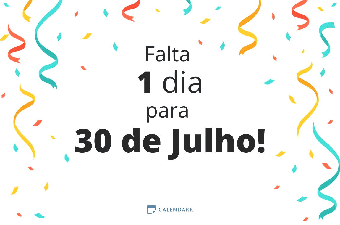 Descobre quantos dias faltam para 30 de Julho - Calendarr