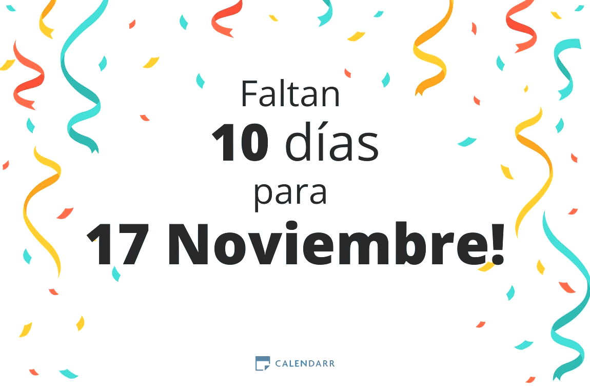 Descubre cuántos días faltan para 17 Noviembre - Calendarr