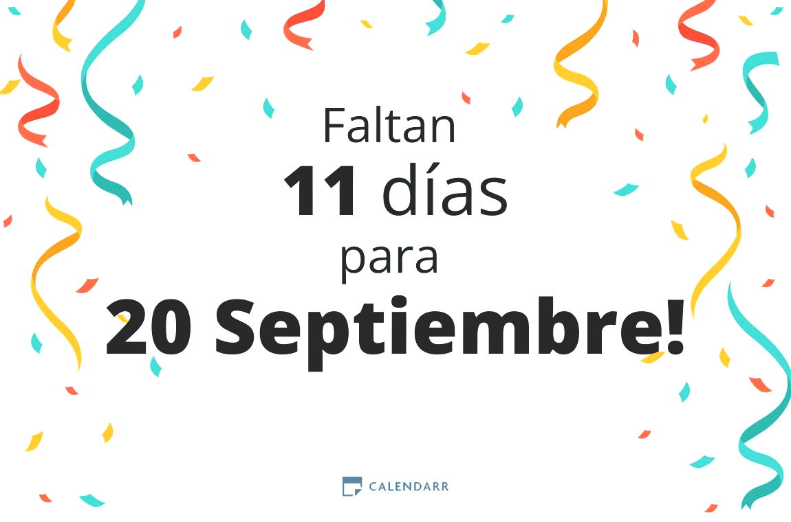 Descubre cuántos días faltan para 20 Septiembre - Calendarr