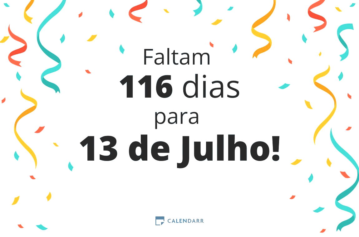 Descubra quantos dias faltam para 13 de Julho - Calendarr