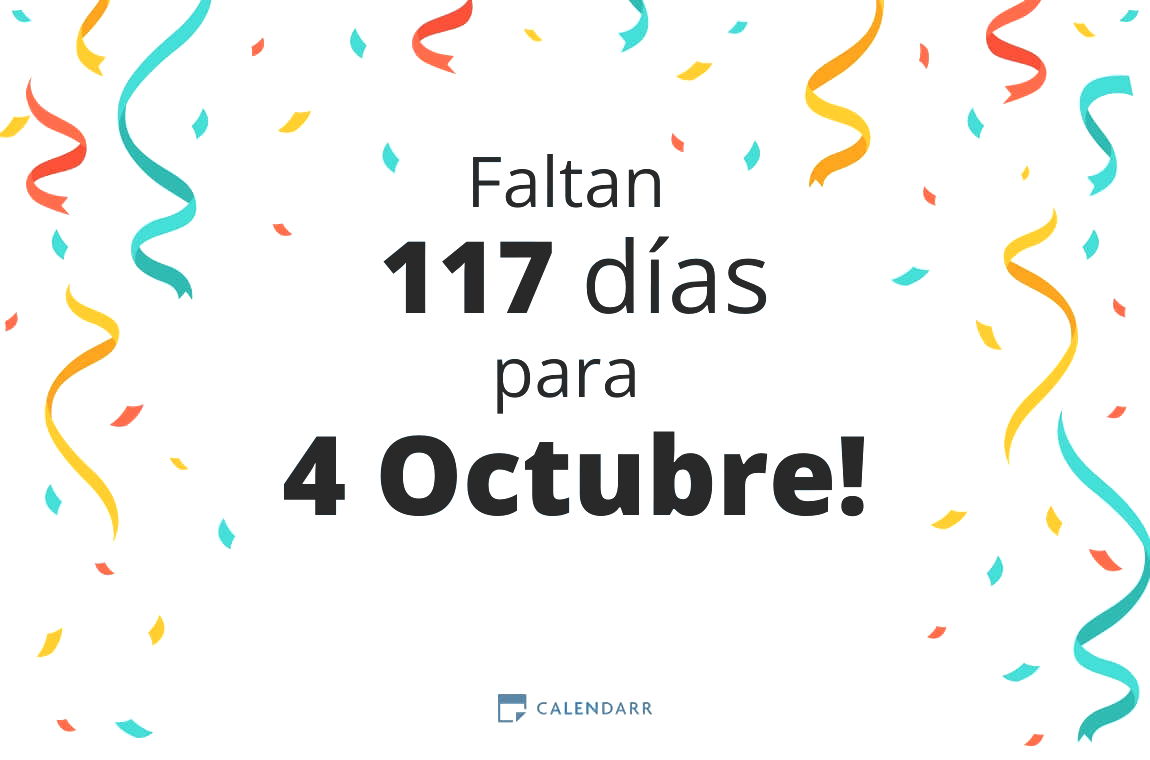 Descubre cuántos días faltan para 4 Octubre - Calendarr