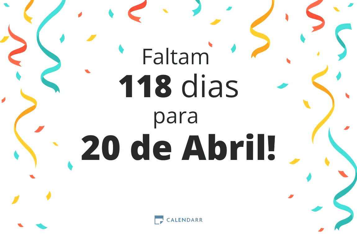 Descobre quantos dias faltam para 20 de Abril - Calendarr