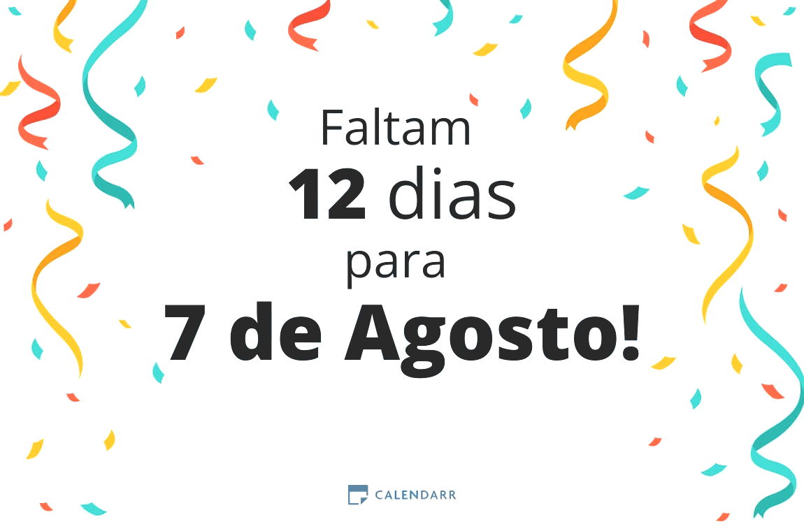 Descobre quantos dias faltam para 7 de Agosto - Calendarr