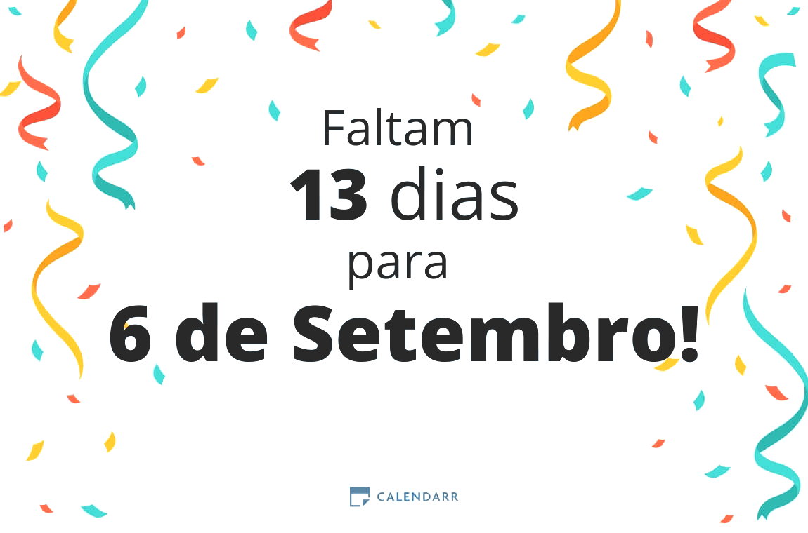 Descubra quantos dias faltam para 6 de Setembro - Calendarr