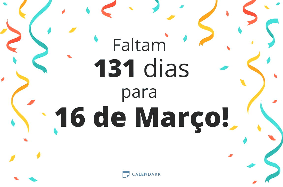 Descobre quantos dias faltam para 16 de Março - Calendarr