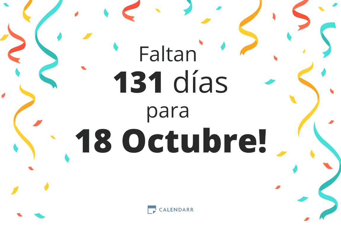 Descubre cuántos días faltan para 18 Octubre - Calendarr