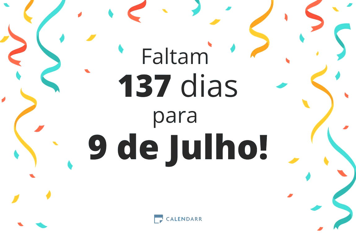 Descubra quantos dias faltam para 9 de Julho - Calendarr