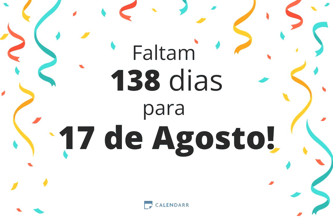 Descubra quantos dias faltam para 17 de Agosto - Calendarr