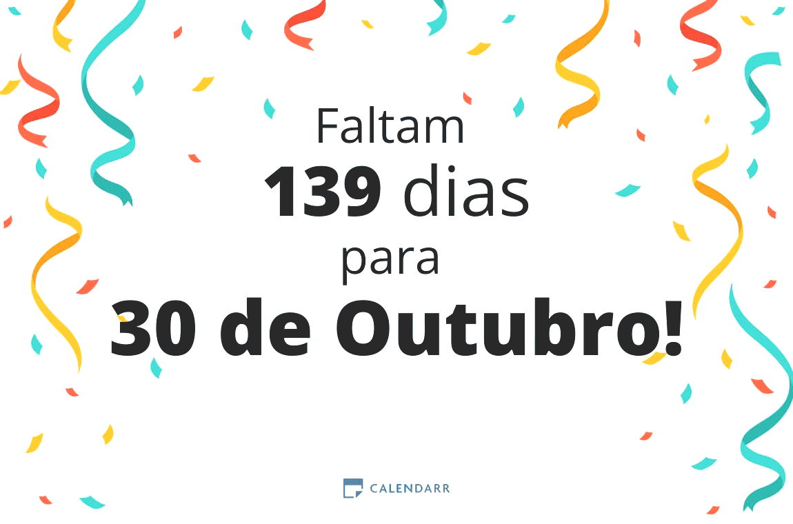 Descubra quantos dias faltam para 30 de Outubro - Calendarr
