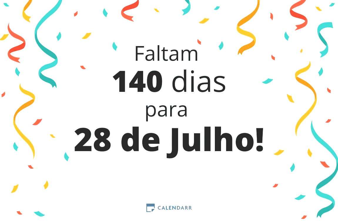 Descubra quantos dias faltam para 28 de Julho - Calendarr