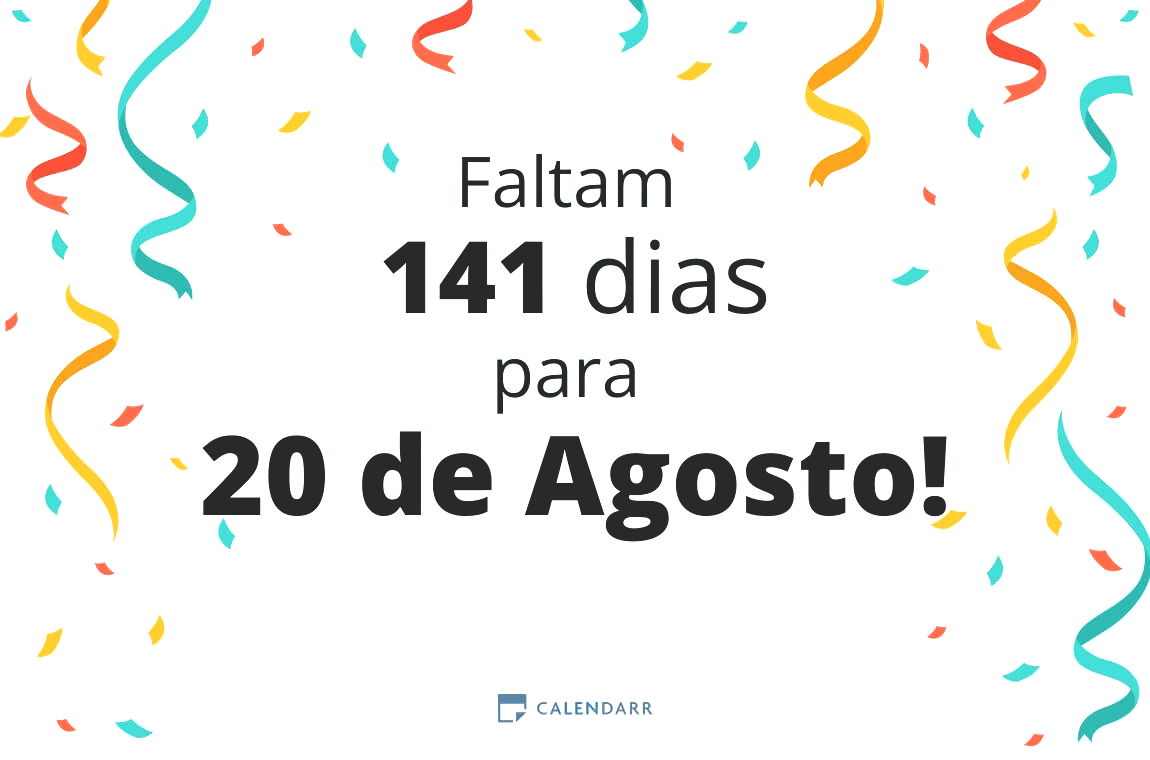 Descubra quantos dias faltam para 20 de Agosto - Calendarr