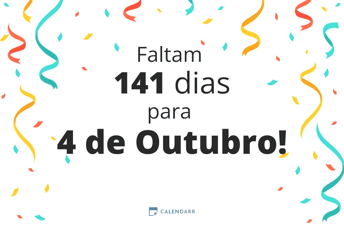 Descubra quantos dias faltam para 4 de Outubro - Calendarr