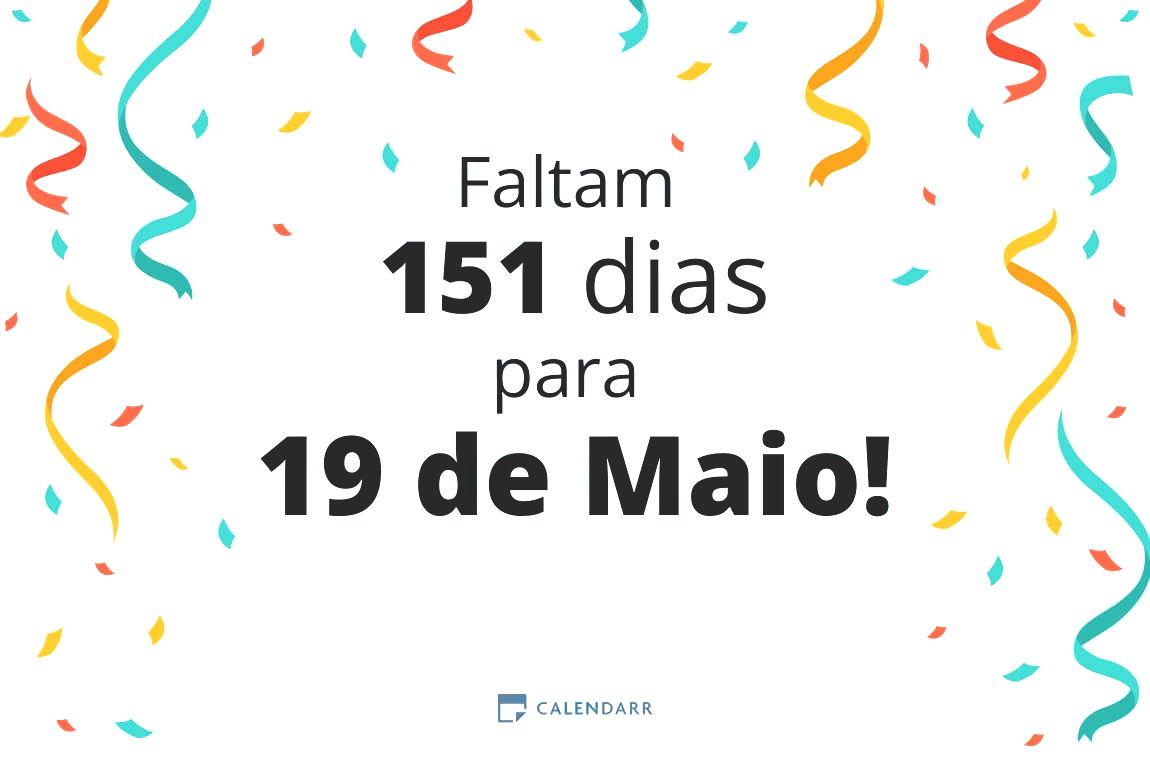 Descubra quantos dias faltam para 19 de Maio - Calendarr