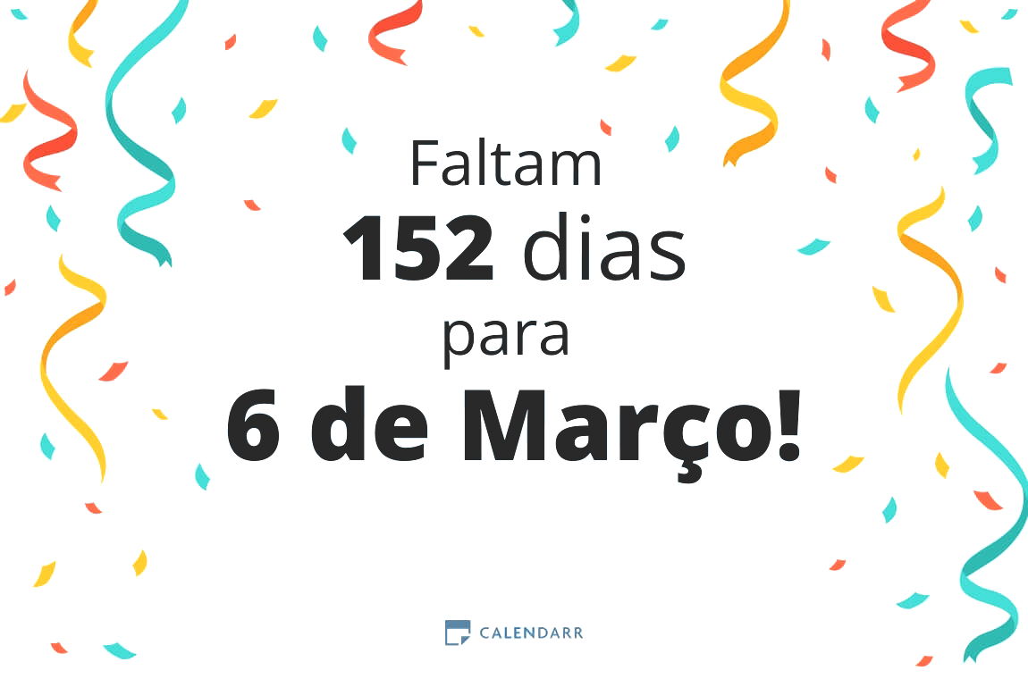 Descubra quantos dias faltam para 6 de Março - Calendarr