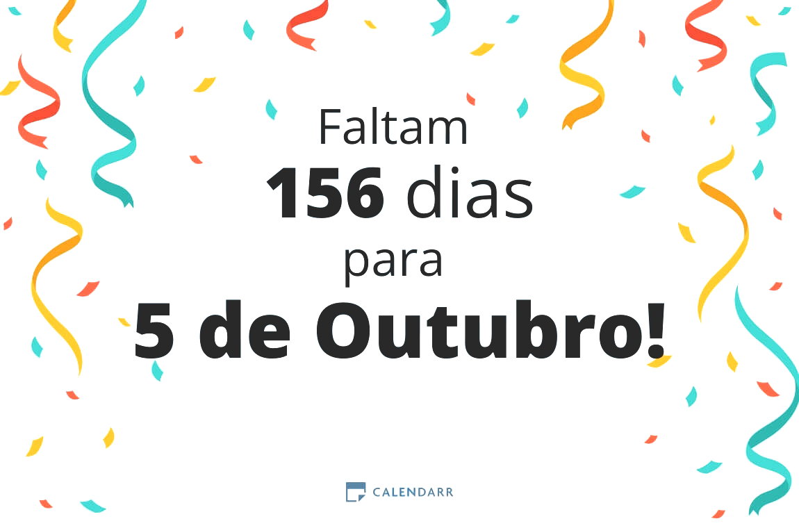 Descubra quantos dias faltam para 5 de Outubro - Calendarr
