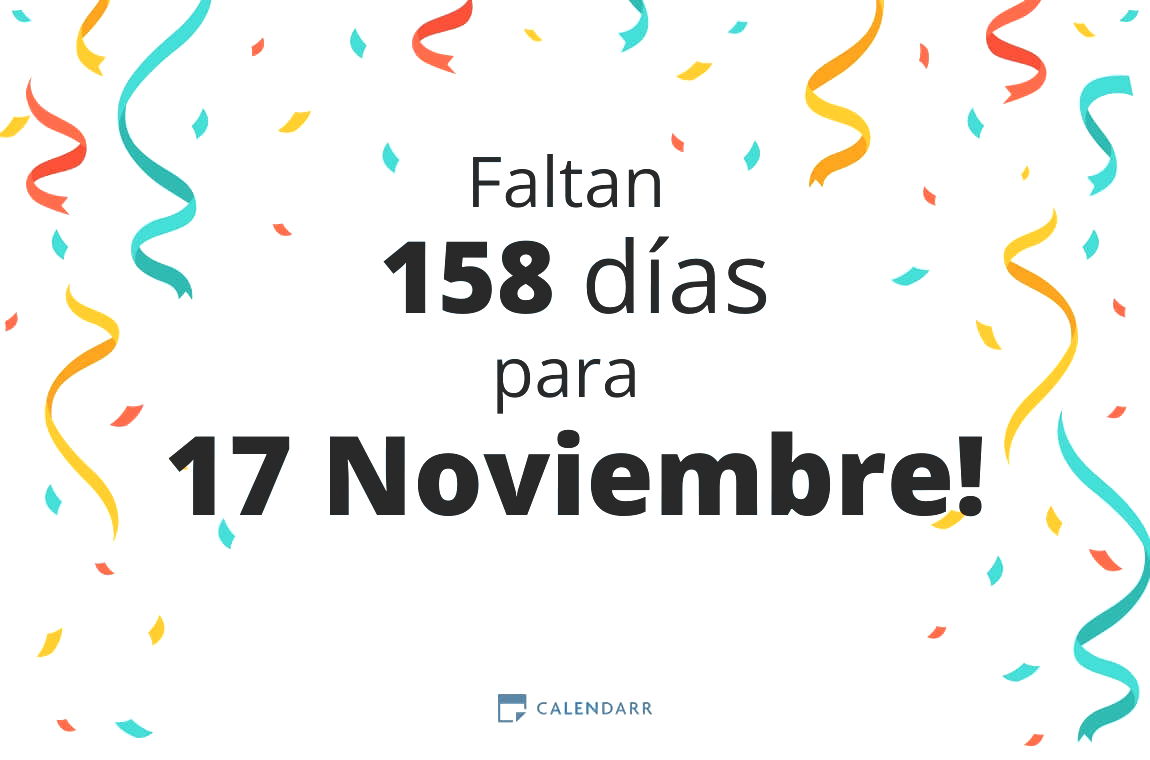 Descubre cuántos días faltan para 17 Noviembre - Calendarr