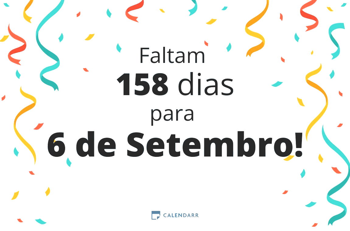 Descubra quantos dias faltam para 6 de Setembro - Calendarr