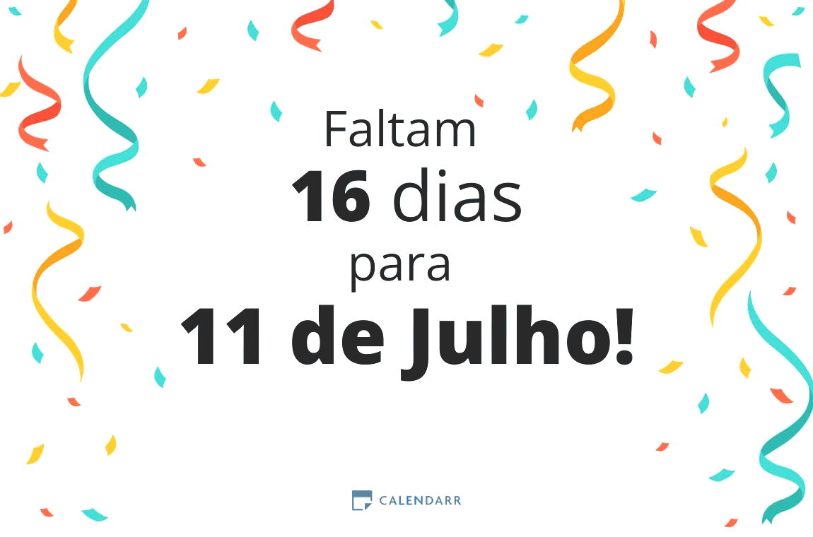 Descubra quantos dias faltam para 11 de Julho - Calendarr