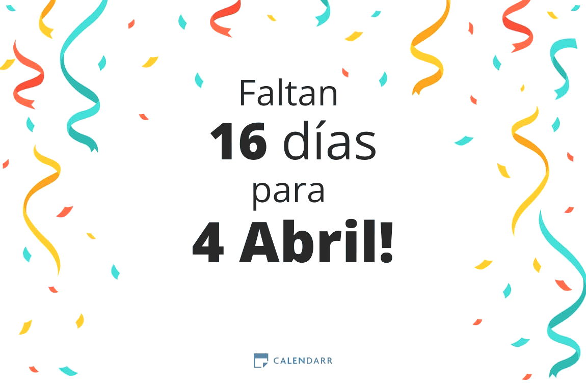 Descubre cuántos días faltan para 4 Abril - Calendarr