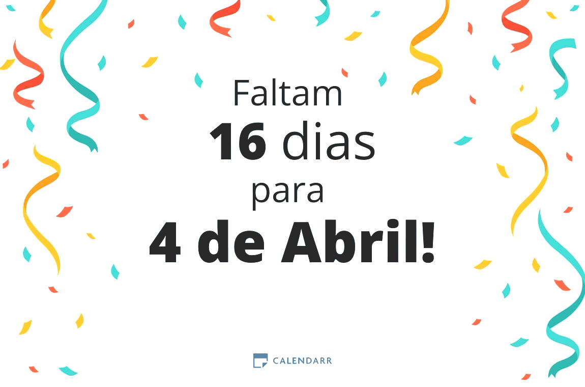 Descobre quantos dias faltam para 4 de Abril - Calendarr