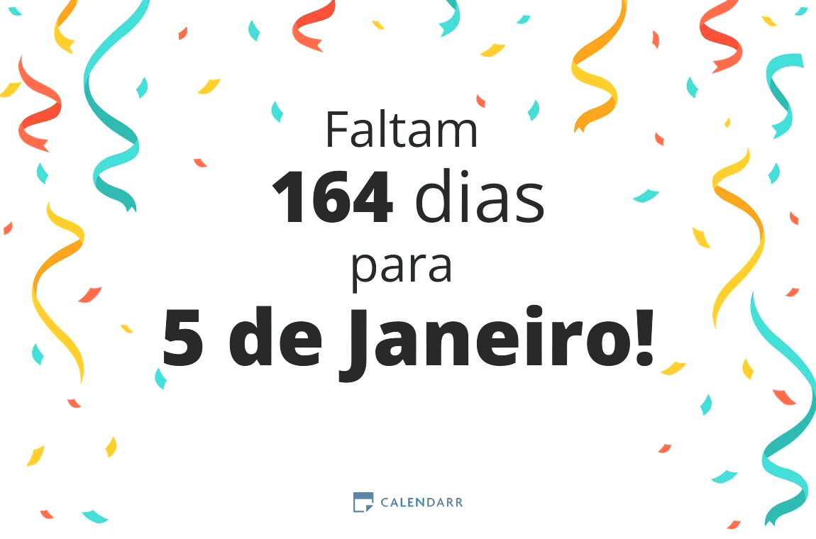 Descubra quantos dias faltam para 5 de Janeiro - Calendarr