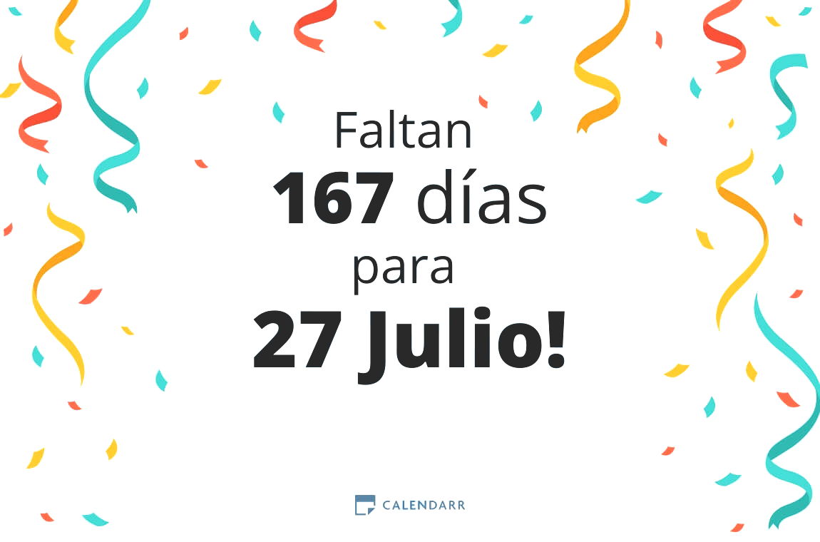 Descubre cuántos días faltan para 27 Julio - Calendarr