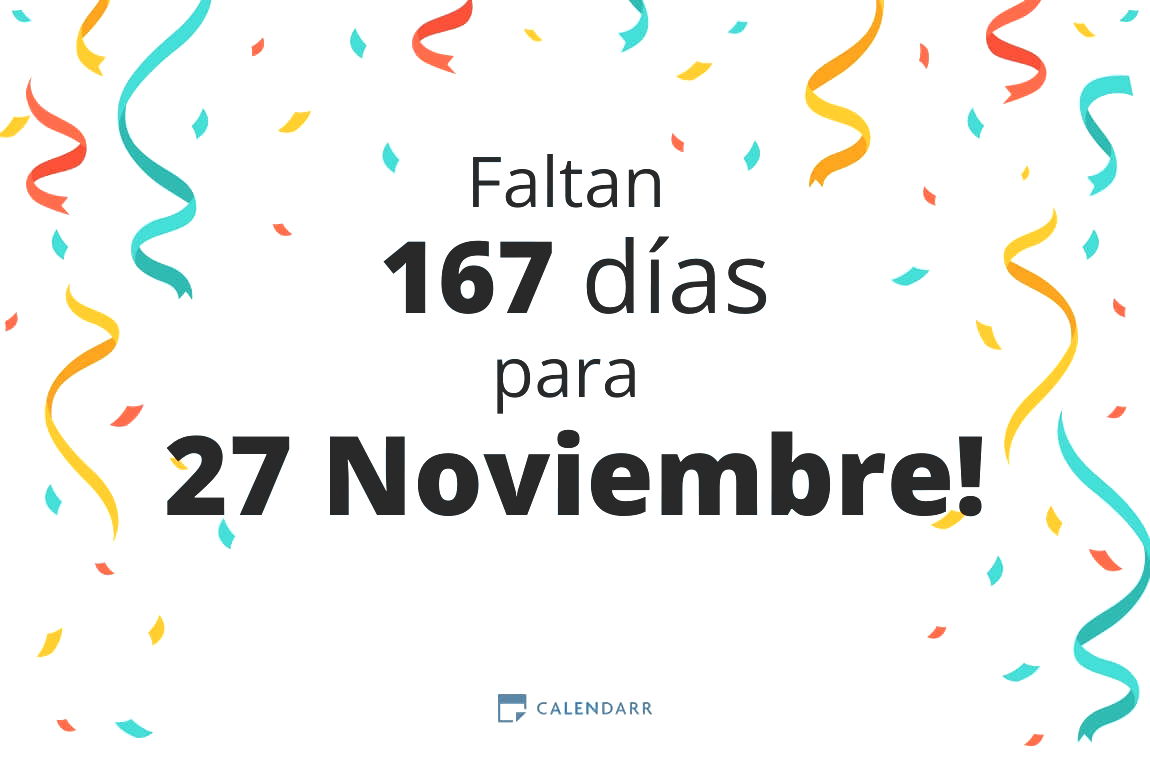 Descubre cuántos días faltan para 27 Noviembre - Calendarr