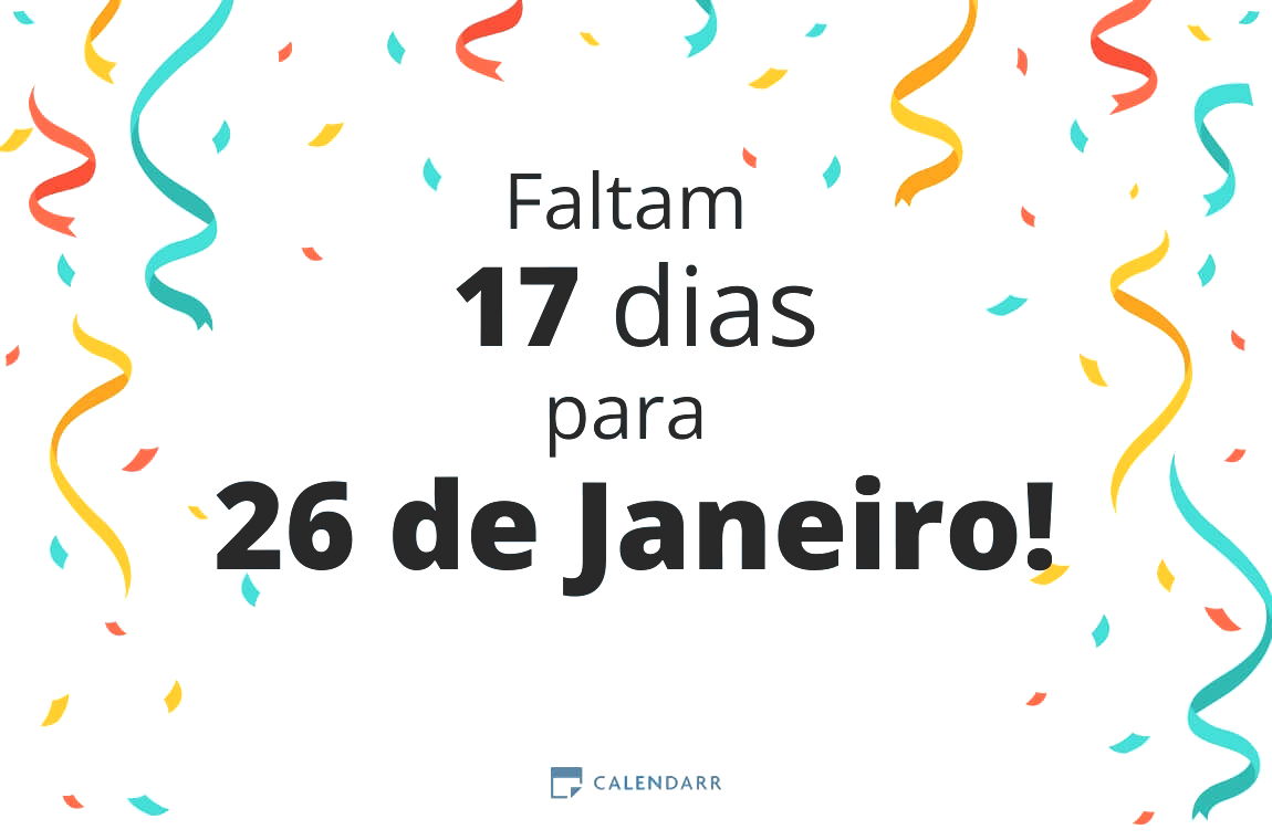 Descubra quantos dias faltam para 26 de Janeiro - Calendarr