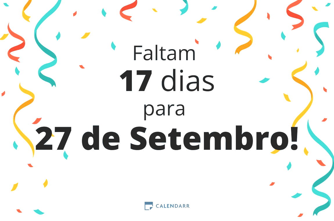 Descubra quantos dias faltam para 27 de Setembro - Calendarr