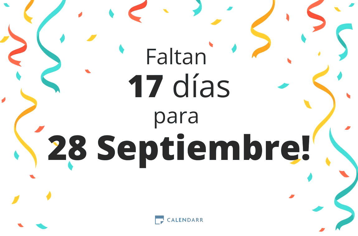 Descubre cuántos días faltan para 28 Septiembre - Calendarr