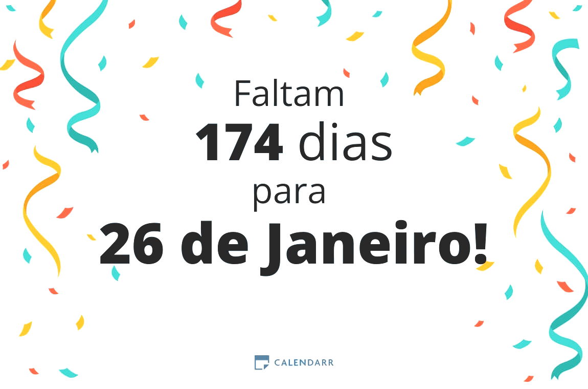 Descubra quantos dias faltam para 26 de Janeiro - Calendarr