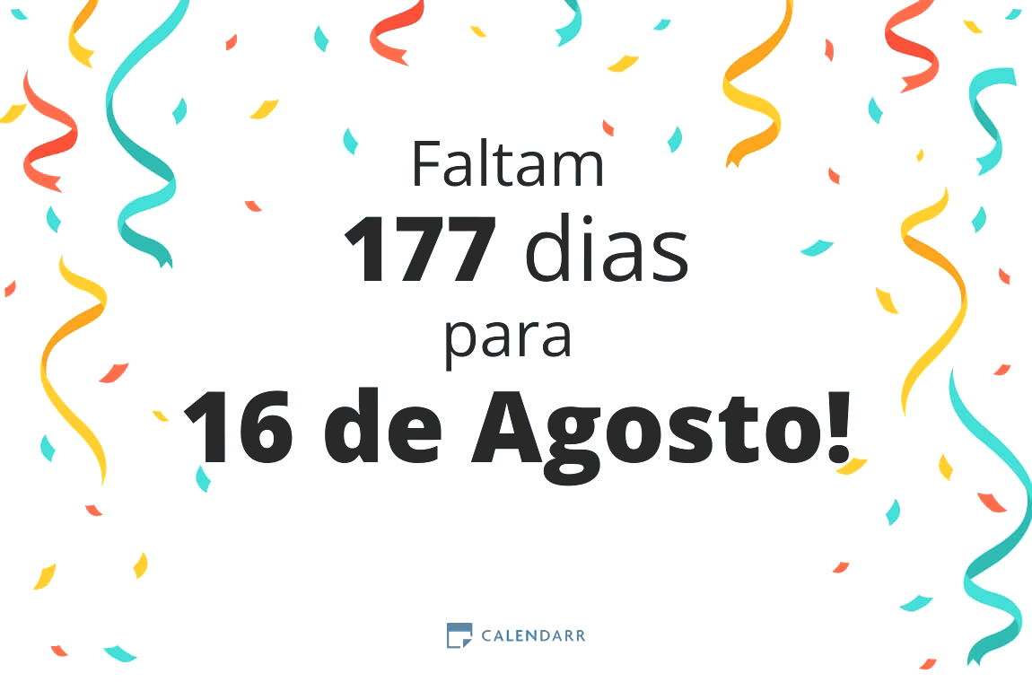 Descubra quantos dias faltam para 16 de Agosto - Calendarr