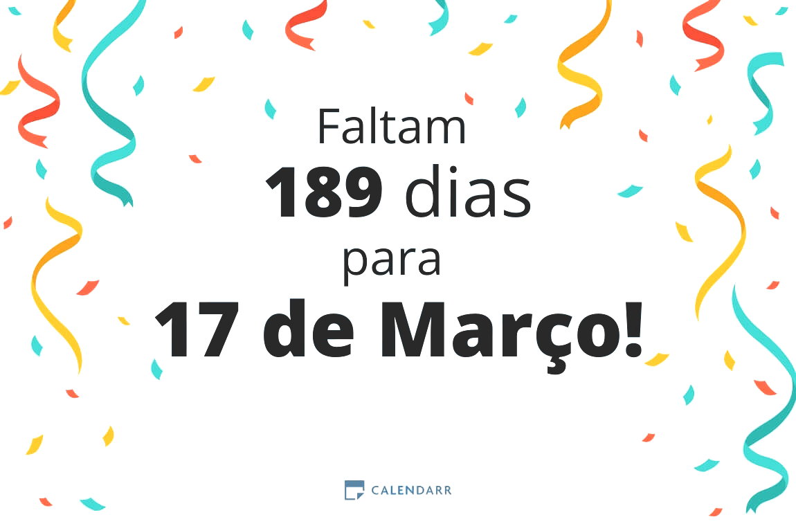 Descubra quantos dias faltam para 17 de Março - Calendarr