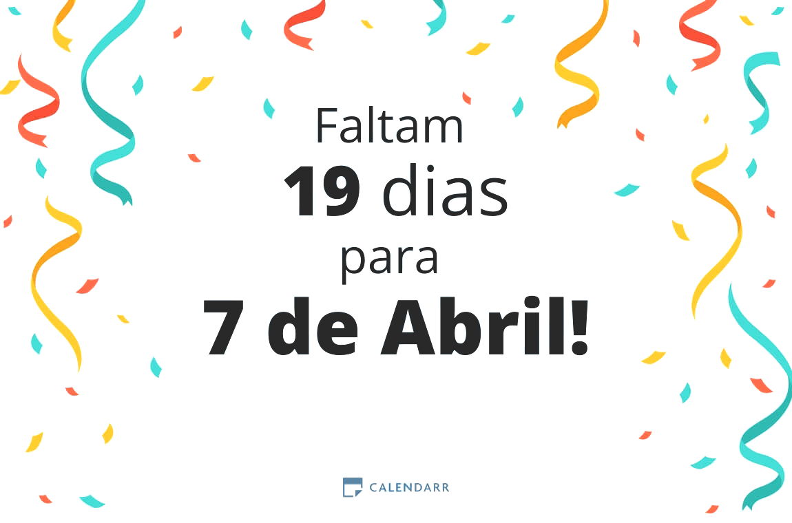 Descobre quantos dias faltam para 7 de Abril - Calendarr