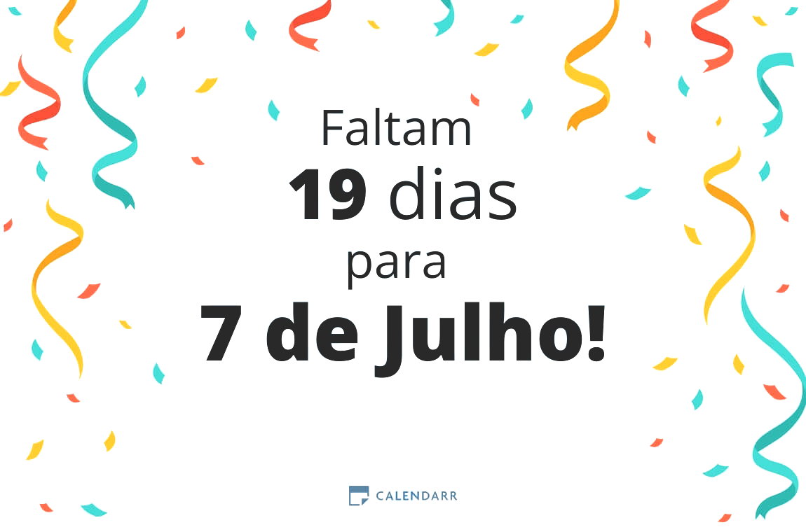 Descobre quantos dias faltam para 7 de Julho - Calendarr