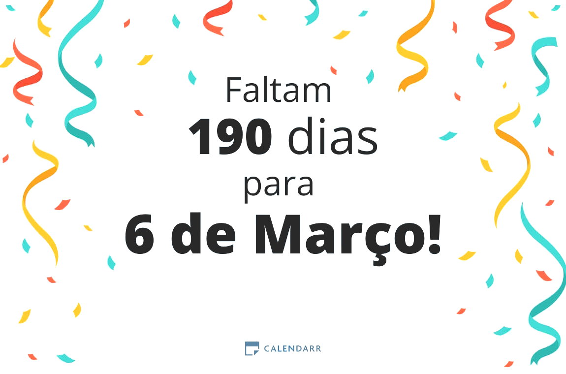 Descubra quantos dias faltam para 6 de Março - Calendarr