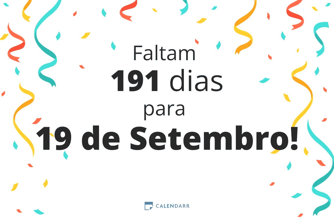 Descobre quantos dias faltam para 19 de Setembro - Calendarr