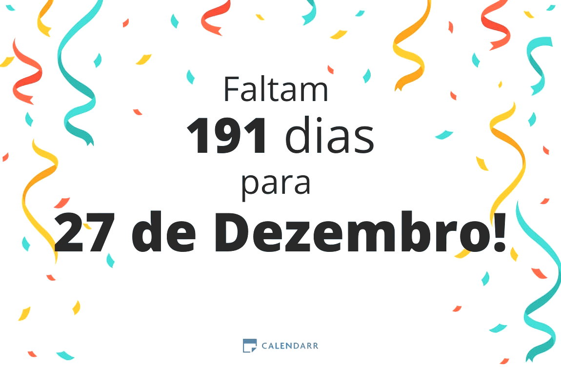 Descubra quantos dias faltam para 27 de Dezembro - Calendarr