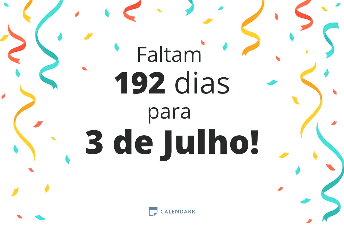 Descubra quantos dias faltam para 3 de Julho - Calendarr