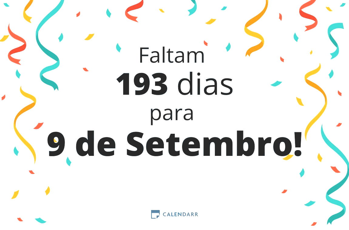 Descubra quantos dias faltam para 9 de Setembro - Calendarr