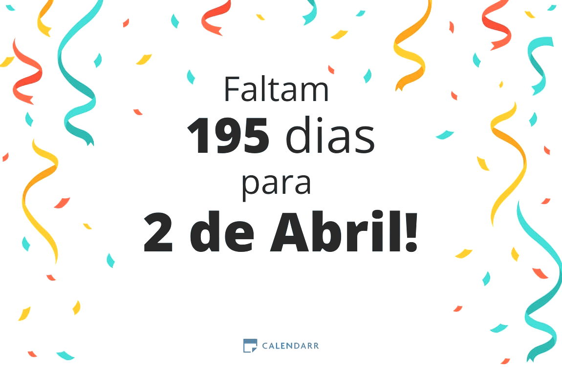 Descubra quantos dias faltam para 2 de Abril - Calendarr