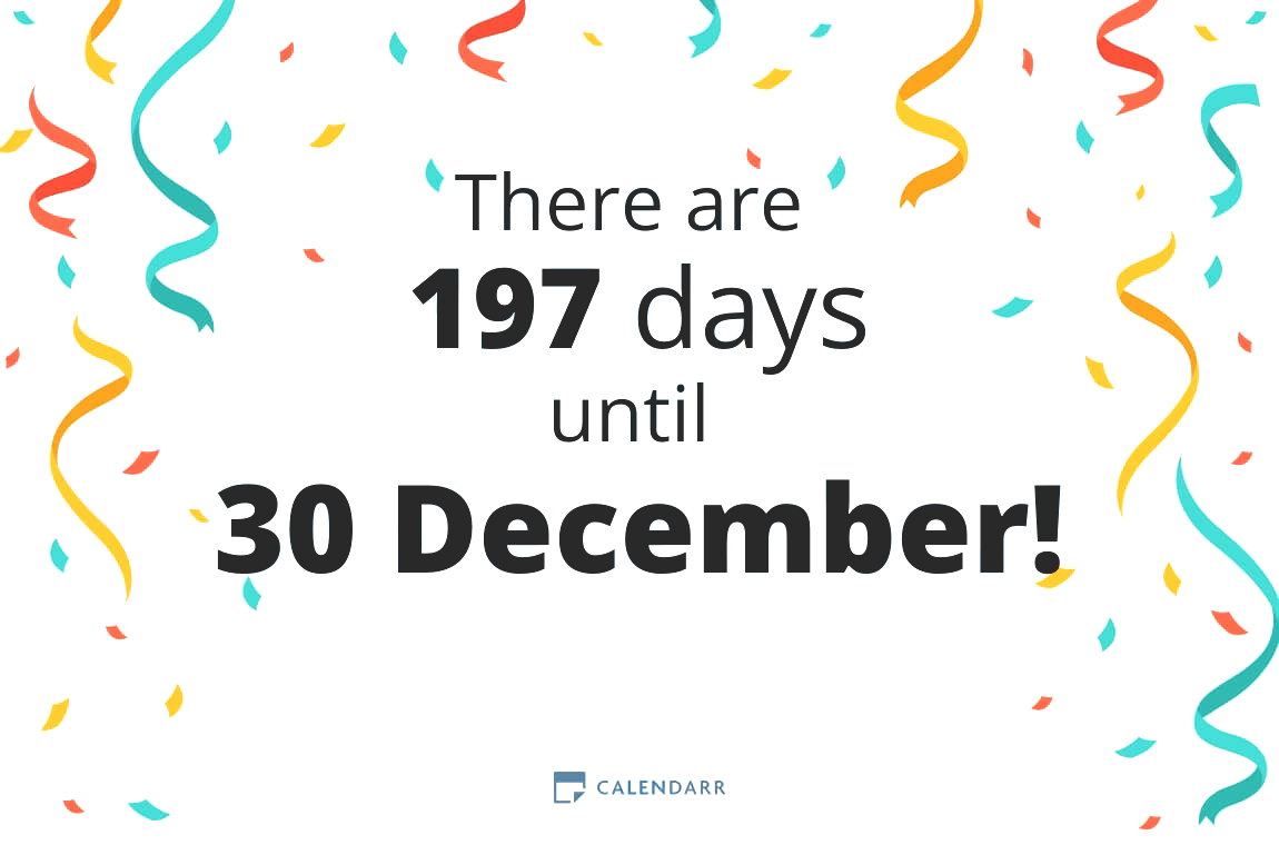 How many days until 30 December - Calendarr