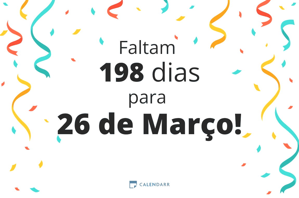 Descubra quantos dias faltam para 26 de Março - Calendarr