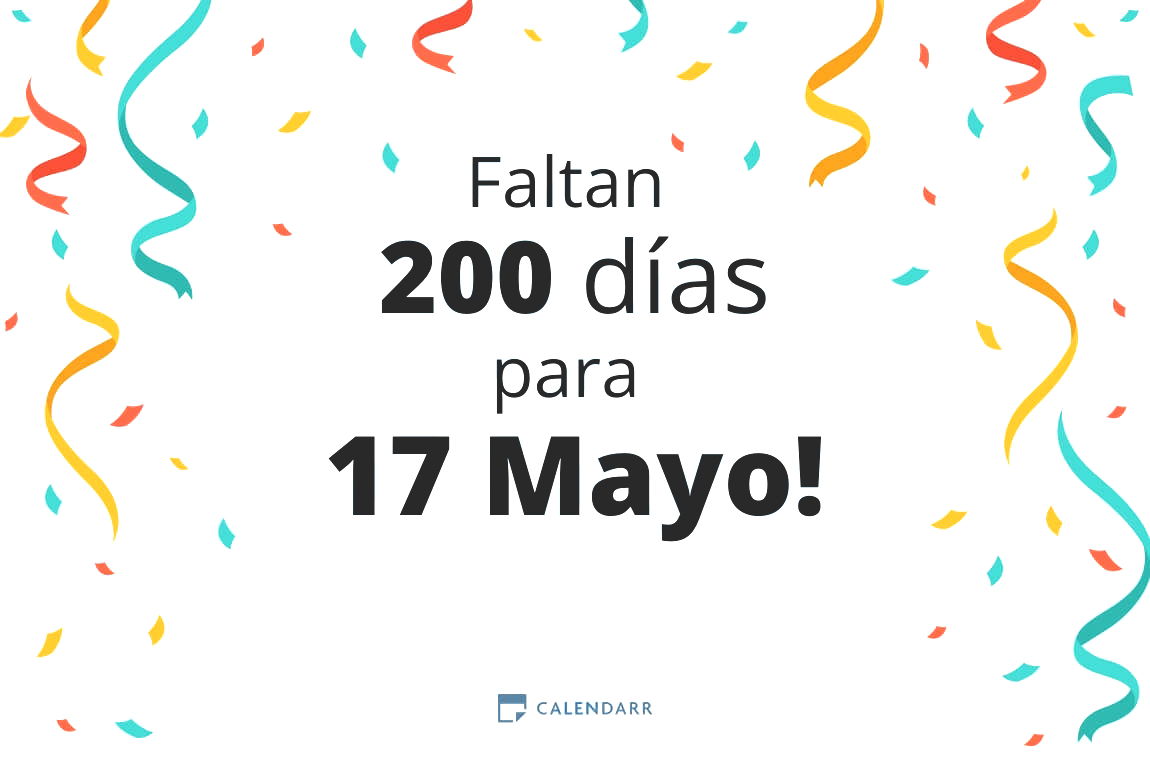 Descubre cuántos días faltan para 17 Mayo - Calendarr